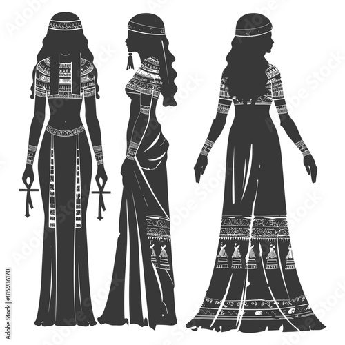 Silhouette independent egyptian women wearing tob sebleh black color only photo