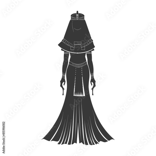 Silhouette independent egyptian women wearing tob sebleh black color only