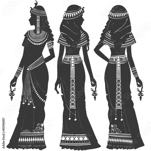 Silhouette independent egyptian women wearing tob sebleh black color only