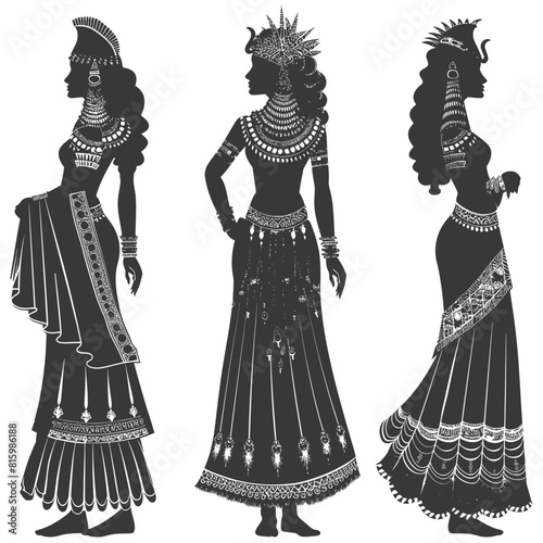 Silhouette independent egyptian women wearing tob sebleh black color only