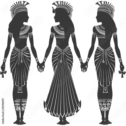 Silhouette independent egyptian women wearing tob sebleh black color only