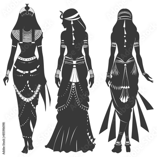 Silhouette independent egyptian women wearing tob sebleh black color only