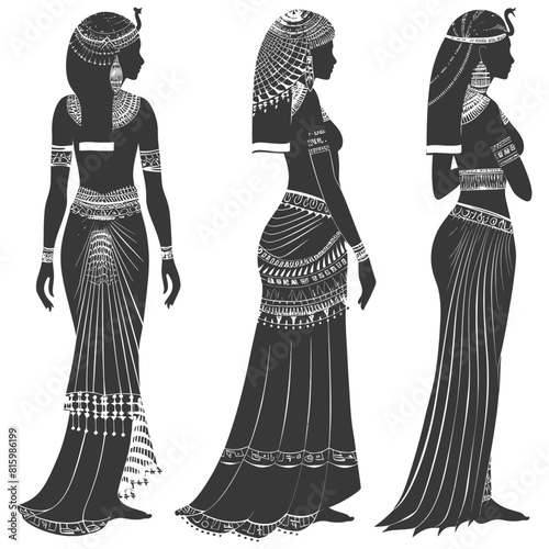 Silhouette independent egyptian women wearing tob sebleh black color only