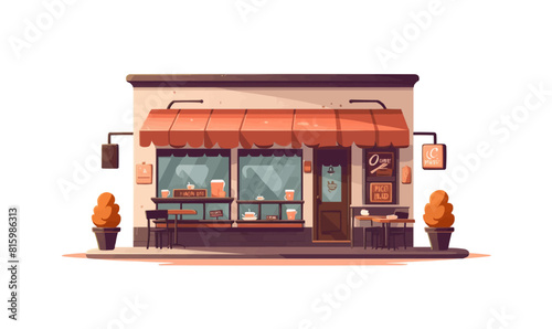 cute coffee shop exterior vector flat isolated illustration -