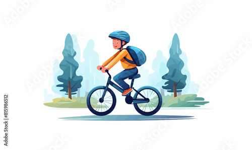 kid riding bicycle vector flat minimalistic isolated illustration