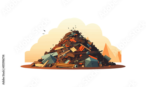 metal pile of trash vector flat minimalistic isolated vector style illustration