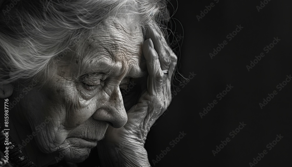 Old Woman Alzheimer's Brain Awareness Month Concept Abstract Black and White Old Woman Alzheimer's Brain Awareness Month Concept Abstract Black and White