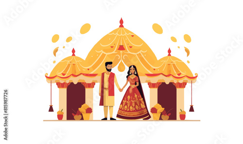 ndian wedding vector flat minimalistic isolated illustration