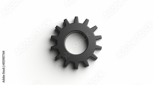 A minimalist gear icon representing settings and configuration options isolated on a clean white background.