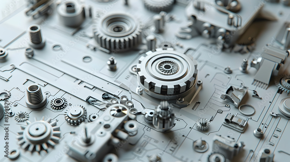 Intricate Mechanical Components in Chrome and Steel Finish Intricate Mechanical Components in Chrome and Steel Finish