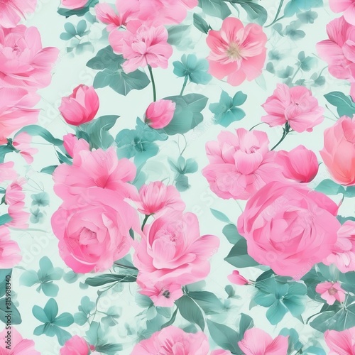 beautiful floral flower seamless pattern background for premium product ai generated
