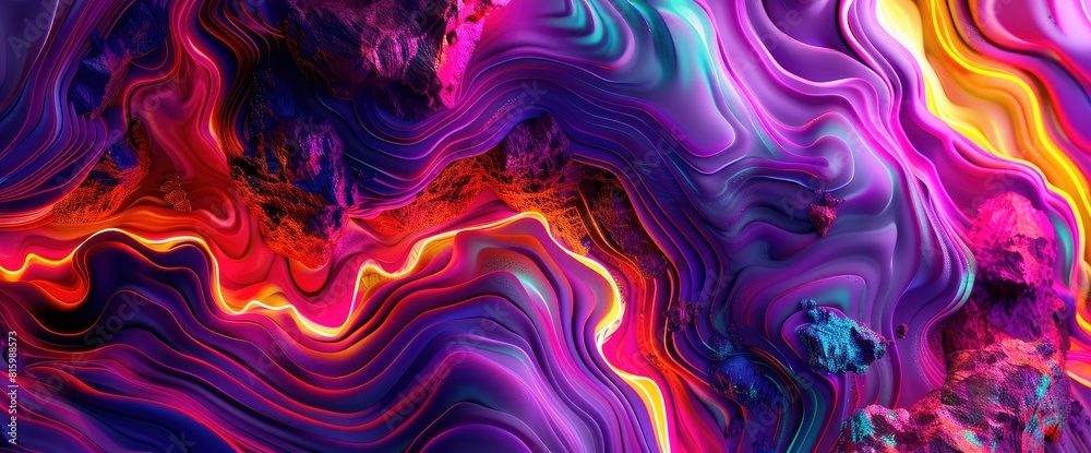A 3D Render Of A Colorful Background With An Abstract Shape Glowing In The Ultraviolet Spectrum Exudes Vibrancy And Energy, Creating A Visually Dynamic Scene, 3D Rendering A 3D Render Of A Colorful Background With An Abstract Shape Glowing In The Ultraviolet Spectrum Exudes Vibrancy And Energy, Creating A Visually Dynamic Scene, 3D Rendering
