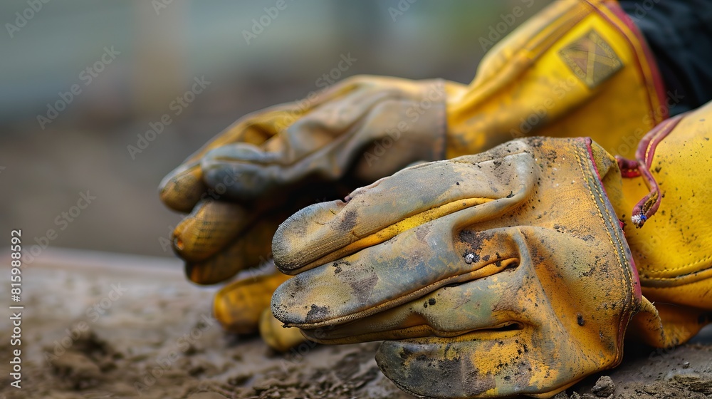 Simple mention of construction gloves Simple mention of construction gloves