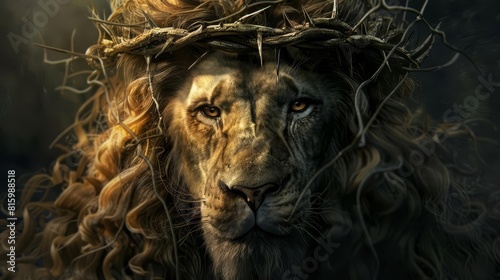 jesus the lion symbolic representation of christ as a powerful and majestic lion digital illustration photo
