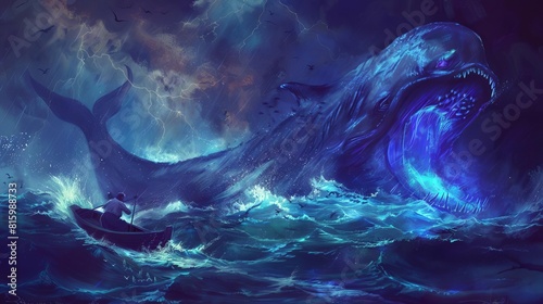 jonahs mystical encounter with the benevolent leviathan digital painting photo