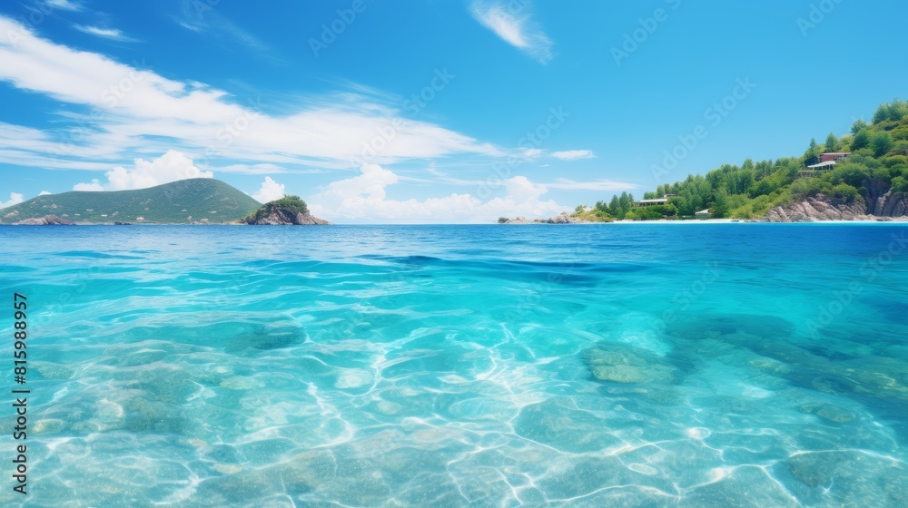 Beautiful tropical beach with blue sky and white clouds abstract texture background. Copy space of summer vacation and holiday business travel concept. Beautiful tropical beach with blue sky and white clouds abstract texture background. Copy space of summer vacation and holiday business travel concept.
