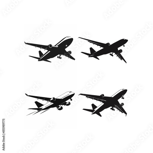 four planes are shown with the words  four  on the bottom.