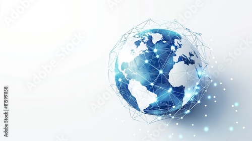 A sleek globe icon representing global connectivity and the internet set against a pristine white background