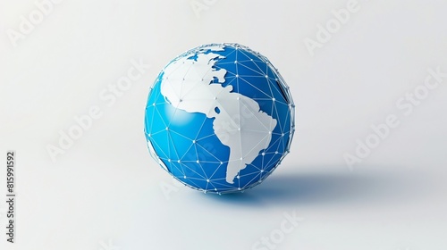 A sleek globe icon representing global connectivity and the internet set against a pristine white backdrop.