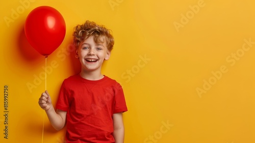 Boy with a Red Balloon photo