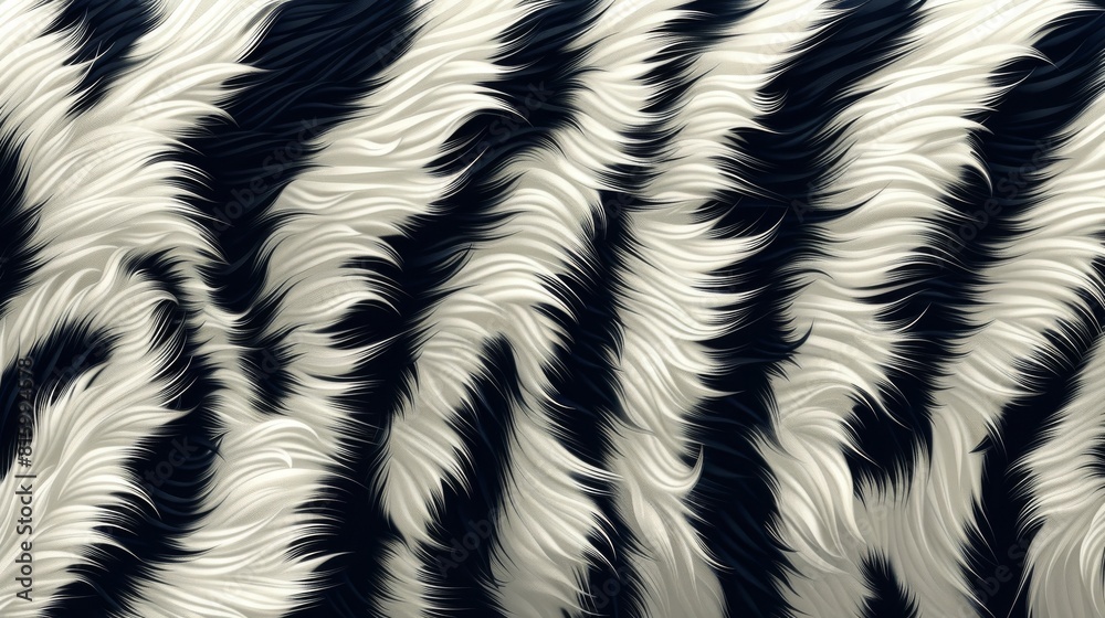 High-resolution image showcasing the detailed texture of black and white animal fur, focusing on the pattern and softness High-resolution image showcasing the detailed texture of black and white animal fur, focusing on the pattern and softness