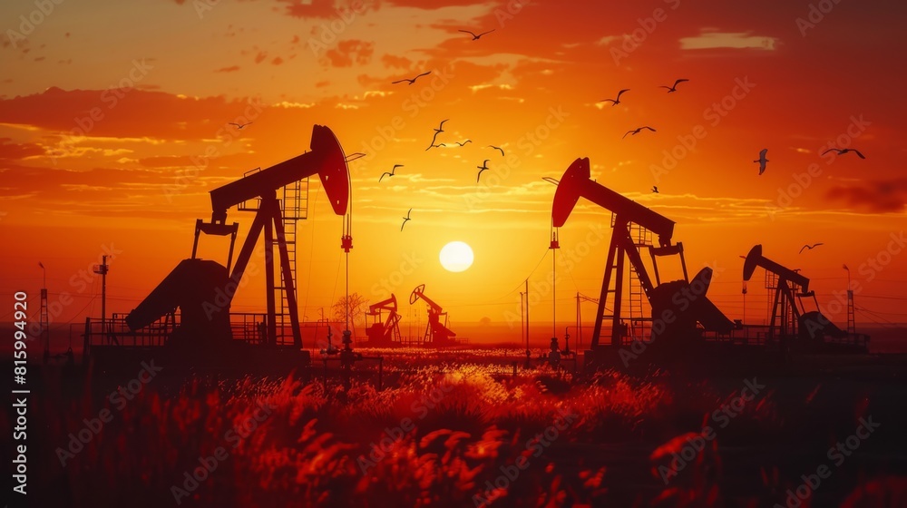 The Sunset Over Oil Rigs The Sunset Over Oil Rigs