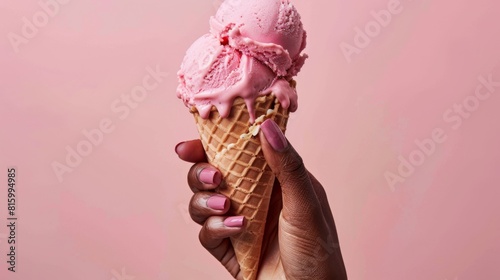 A Hand Holding Melting Ice Cream