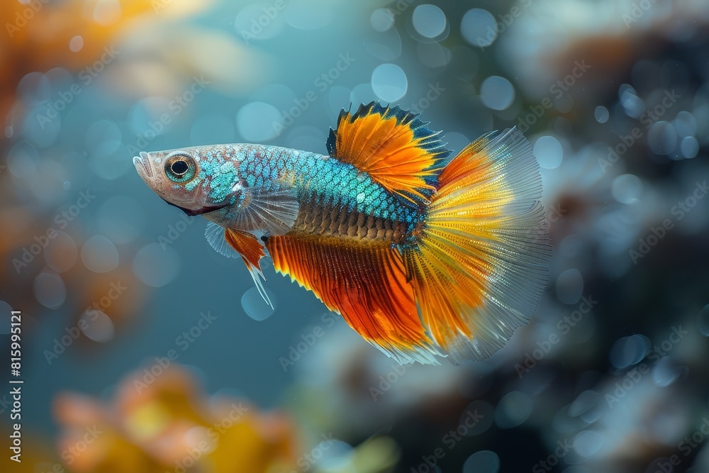 Guppy fish with colorful tails and fins, appealing to beginner aquarium keepers. Guppy fish with colorful tails and fins, appealing to beginner aquarium keepers.