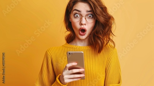 Woman Shocked by Smartphone News photo