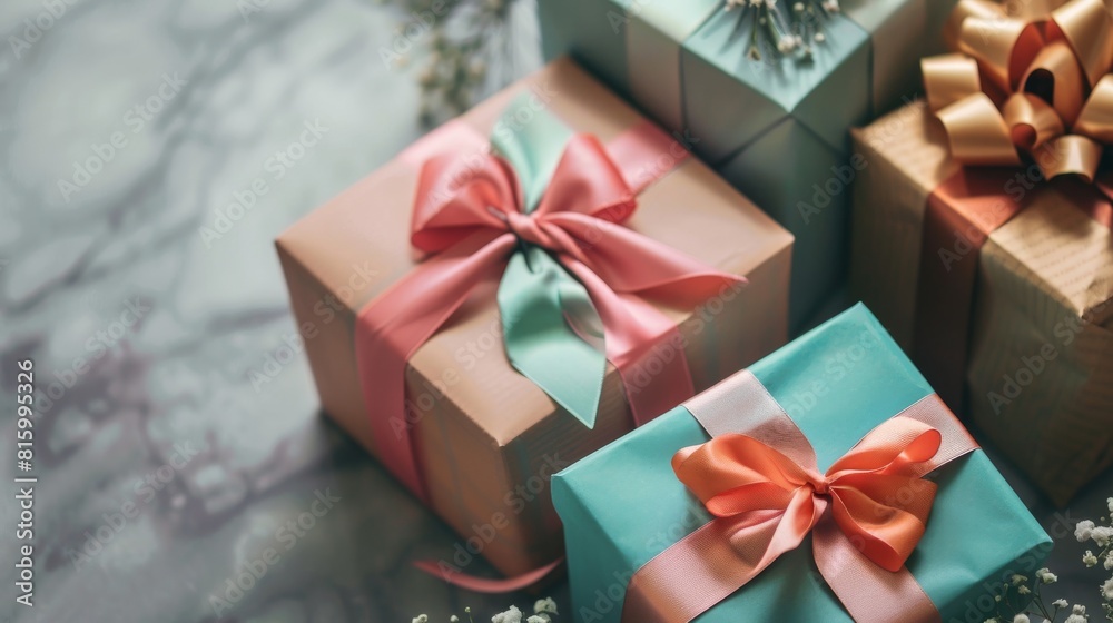 custom made wallpaper toronto digitalA collection of beautifully wrapped gift boxes adorned with satin ribbons and placed on a textured surface