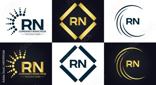 RN logo. R N design. White RN letter. RN, R N letter logo design. Initial letter RN linked circle uppercase monogram logo.