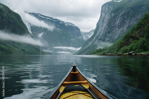 Adventure Awaits: Girl Canoeing in Fjords © Yuliia