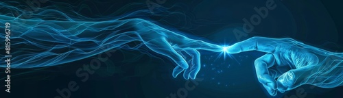 Bluethemed digital artwork featuring a hand and a star, indicating reaching for the top photo
