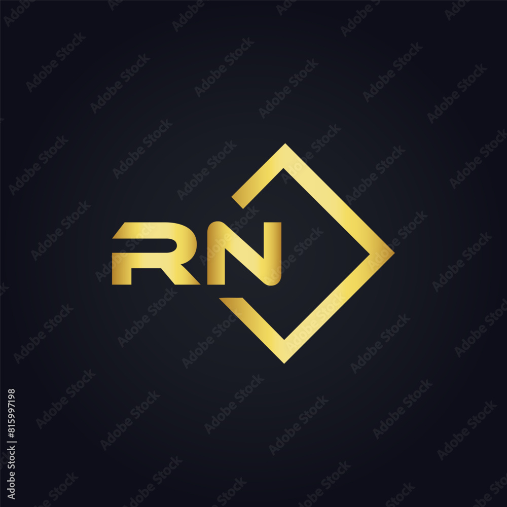 Obraz premium RN logo. R N design. White RN letter. RN, R N letter logo design. Initial letter RN linked circle uppercase monogram logo.