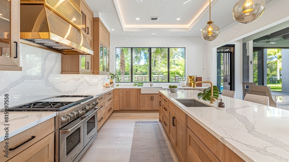 Bright and Organic Transitional Kitchen with Natural Wood Cabinetry and Quartz Countertops