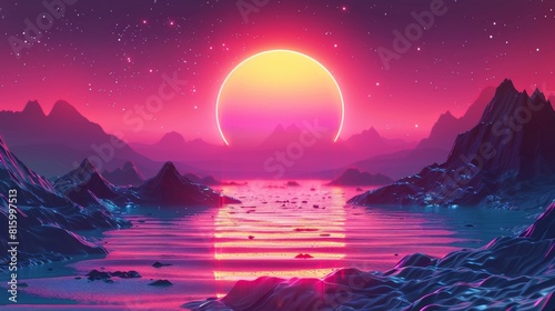 Abstract holographic backgrounds featuring elements such as synthwave, vaporwave, retro wave, and cyberpunk aesthetics are popular in digital art.