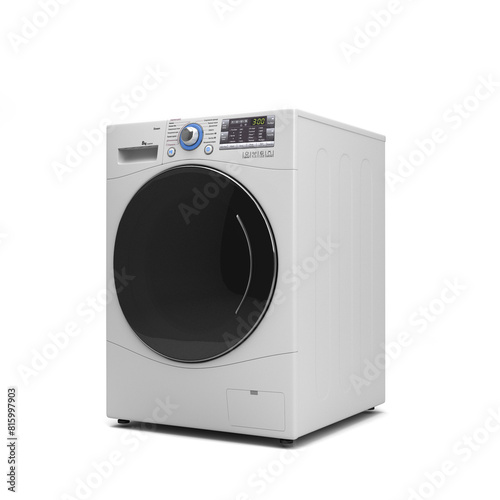 Obraz na płótnie New Washing machine prespective left view 3D render on white w salonie