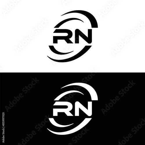 RN logo. R N design. White RN letter. RN, R N letter logo design. Initial letter RN linked circle uppercase monogram logo.