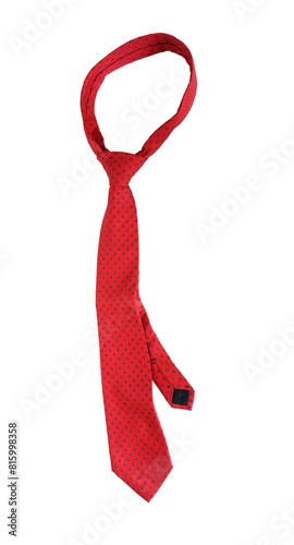 Stylish red necktie isolated on white background.