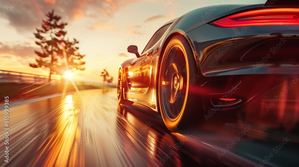 Speeding Towards the Horizon: Car Racing into the Sunset