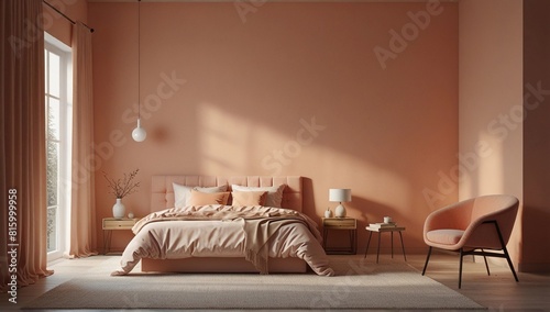 Peach_fuzz_room_modern_minimal_bed_room_interior_bed
