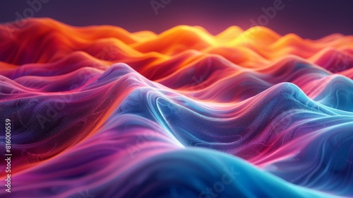 3d Harmonious Flow of Colorful Waves  Blending Softly into the Surrounding Space