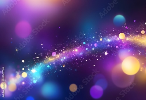 Radiant, out-of-focus abstract banner background with a shimmering array of circular bokeh elements in a vibrant rainbow of colors including violet, cobalt, saffron, and platinum