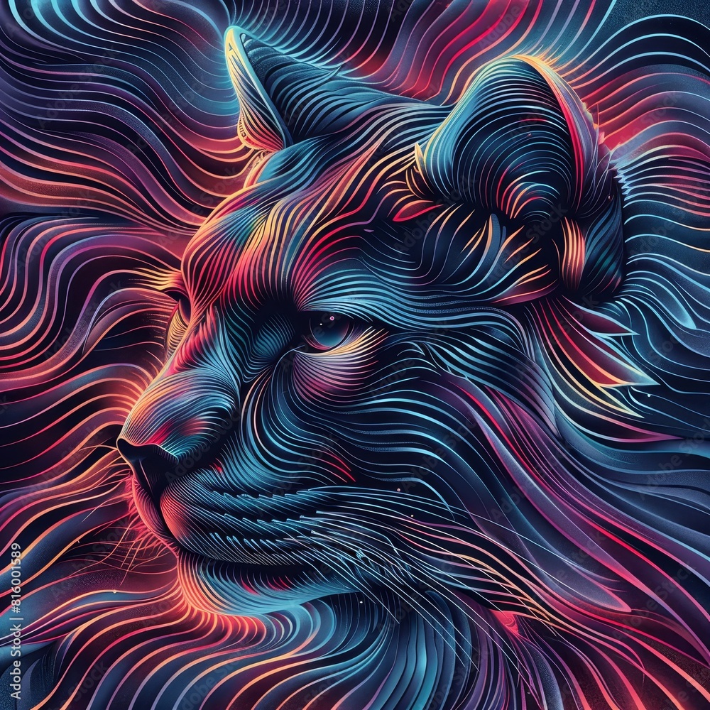 a digital art work of a lion with a colorful background a digital art work of a lion with a colorful background