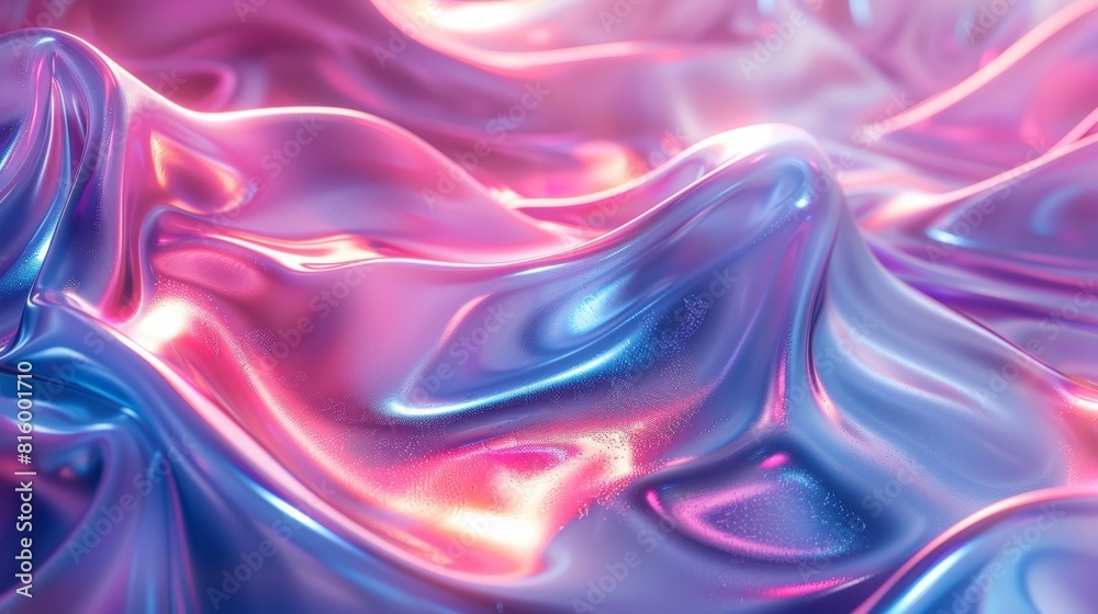 Fototapeta premium Digital artist created a vibrant abstract design featuring glossy pink and teal rippling textures.