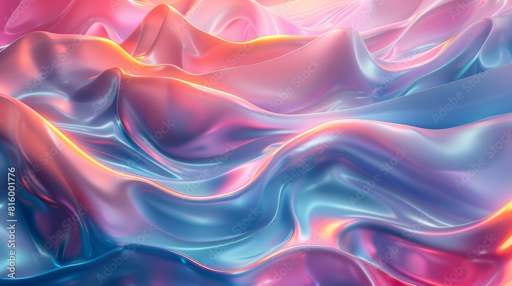 Obraz premium Digital artist created a vibrant abstract design featuring glossy pink and teal rippling textures.
