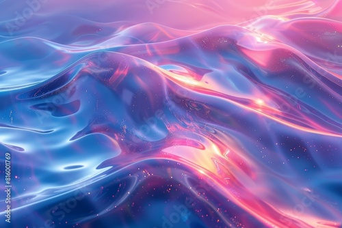 Digital artist created a vibrant abstract design featuring glossy pink and teal rippling textures.