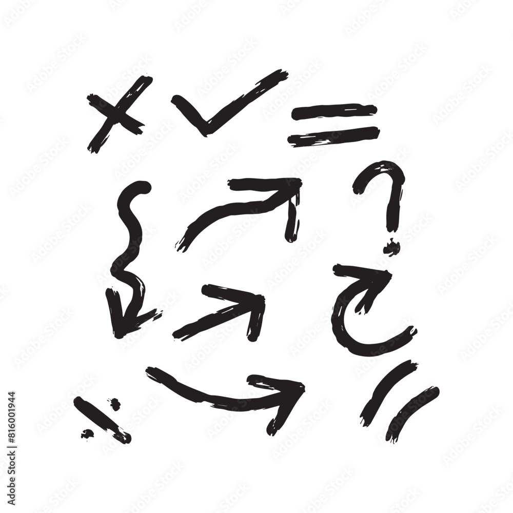 abstract set symbol brush stroke style vector abstract set symbol brush stroke style vector
