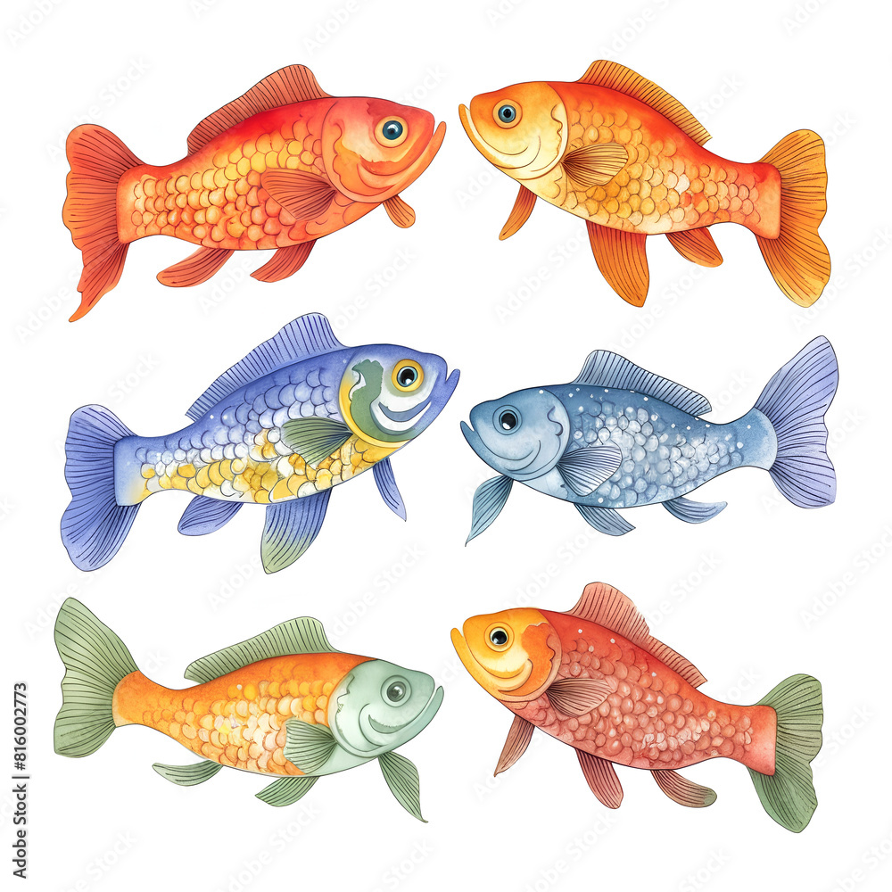 Naklejka premium set of goldfish isolated