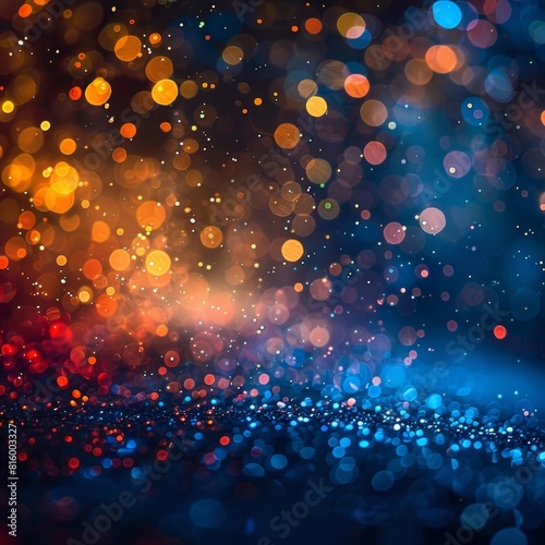 Colorful lights create a blurred bokeh effect against an abstract background with a shallow depth of field.